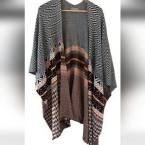 Joseph Black and White Chevron Poncho